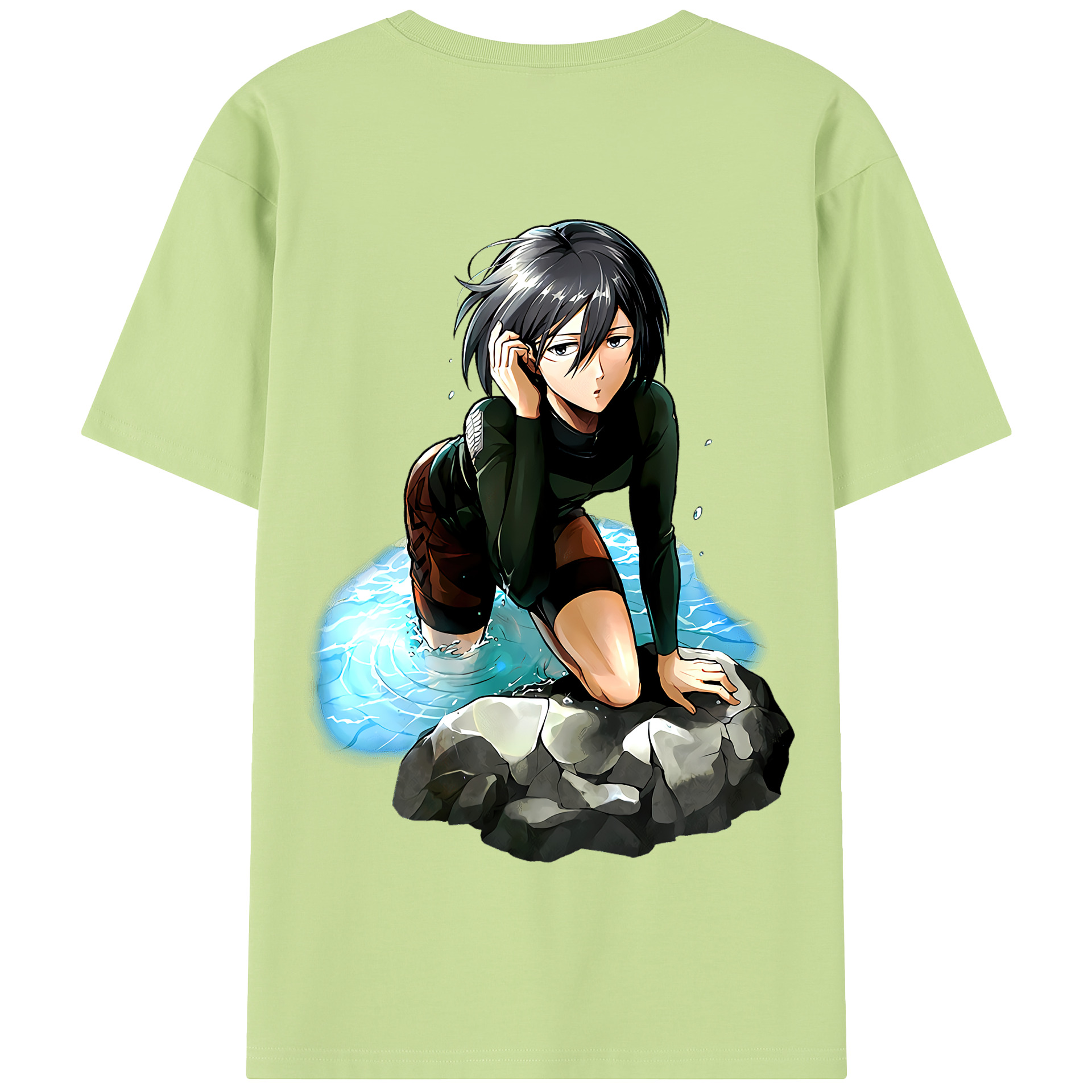（画像用） 進撃の巨人 ミカサ·アッカーマン Attack on Titan Mikasa Ackerman 綿100％半袖Tシャツ（背面プリント）